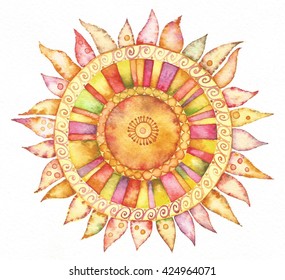 Beautiful bright fairy flowers painted in watercolor in the boho style. Ethnic themed design. Bohemian deer print.