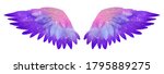 beautiful bright glittery purple magic angel wings, watercolor effect, design for walls background