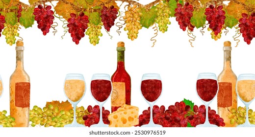 A beautiful collection of wine, grapes, cheese, and elegant glasses for enjoyment - Powered by Shutterstock