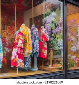 A Beautiful Colorful Japanese Kimono Shop Window