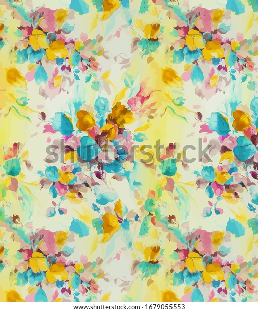 Beautiful And Colorful Stylish Flowers Design For Textile And Digital