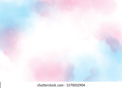 Beautiful Cotton Candy Twilight Sky Watercolor Background Digital Painting