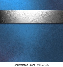 Beautiful Dark Blue Background With Antique Silver Ribbon Illustration Has Old Hammered Vintage Grunge Texture And Blank Copy Space For Ad Or Brochure Or Website Template