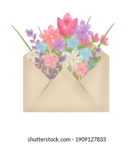 Envelope Wild Flowers Perfectly Greeting Card Stock Illustration ...