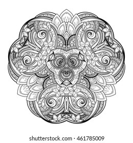 Vector Ornate Monkey Head Patterned Tribal Stock Vector (Royalty Free ...