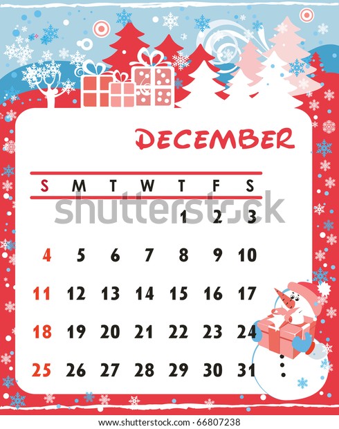 Beautiful Decorative Frame Calendar December Stock Illustration ...