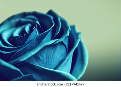 Beautiful Delicate Gentle Blue Rose  3d Illustration Petals Flower Floral Watercolor Symbol Of Love Valentine Sympathy Card 