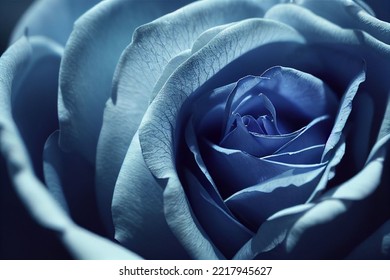 Beautiful Delicate Gentle Blue Rose  3d Illustration Petals Flower Floral Watercolor Symbol Of Love Valentine Sympathy Card 