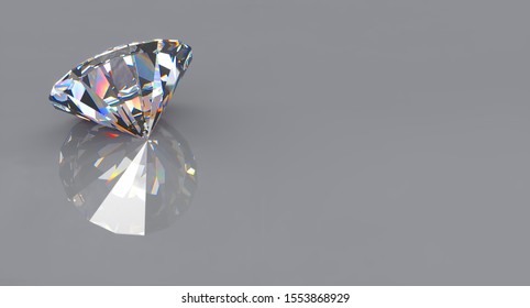 beautiful diamond on the left side of the picture on a gray background, 3d illustration - Shutterstock ID 1553868929