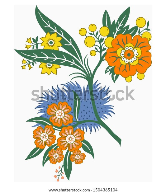 Beautiful Digital Flower Latest Fabric Art Stock Illustration 1504365104