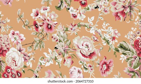 Beautiful digital textile design botanical motif for New creation 