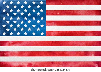 Beautiful Drawing Of The American Flag And Patterns. Closeup, No People, Textured Surface. Congratulations For Family, Relatives, Friends And Colleagues