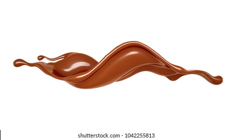 A beautiful, elegant splash of chocolate. 3d illustration, 3d rendering.