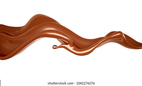 A beautiful, elegant splash of chocolate. 3d illustration, 3d rendering.