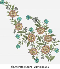 Beautiful Embroidery Illustration Floral Composition Stock Illustration ...