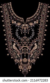 Beautiful Embroidery Stitches Neckline Pattern Artwork