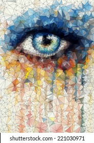 beautiful eye in geometric styling abstract geometric background  stained-glass window