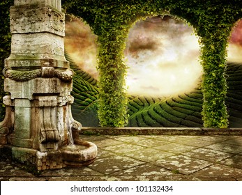 Beautiful Fairy Tale Background With View Of Mystic Landscape