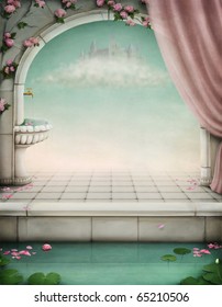 beautiful fairy-tale backdrop for an illustration or poster