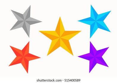 Beautiful Five Color Stars On White Stock Illustration 515400589