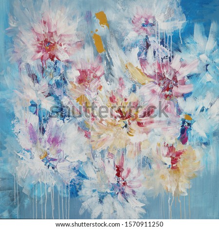                                Beautiful floral abstract painting, original art, good quality photo