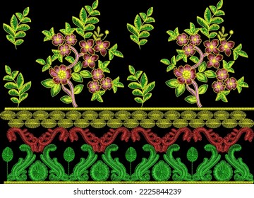 Beautiful Embroidery Illustration Apparel Border Design Stock ...