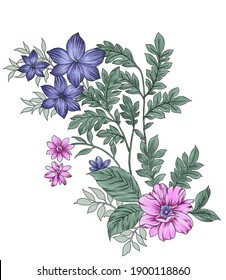 beautiful floral illustration fantastic pink blue Stock Illustration ...