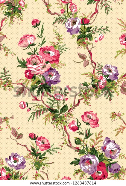 Beautiful Floral Repeat Design Textile Digital Stock Illustration ...