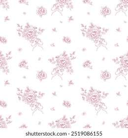 Beautiful floral seamless pattern with hand drawn abstract flowers. Stock illustration. Gentle summer design. Seamless print. toile de jouy baby shower - Powered by Shutterstock