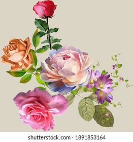 Beautiful Flower Bunch Digital Art Work