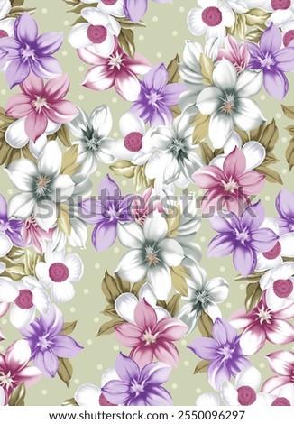 beautiful flowers pattern suitable  for textile design or wall decoration
