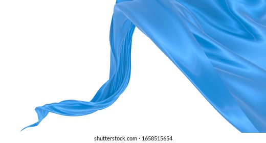 Blue Flying Silk Fabric On White Stock Vector (Royalty Free) 448665097