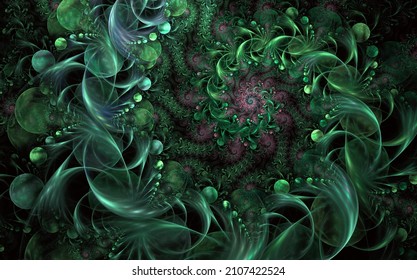 Beautiful fractal floral art. Computer generated graphics. Abstract floral fractal background for art projects. Abstract fantasy swirly ornament for greeting cards or t-shirts