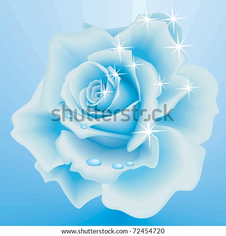 Beautiful Frozen Rose On Sky Blue Stock Illustration Royalty Free