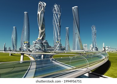 Beautiful futuristic city.3 d render