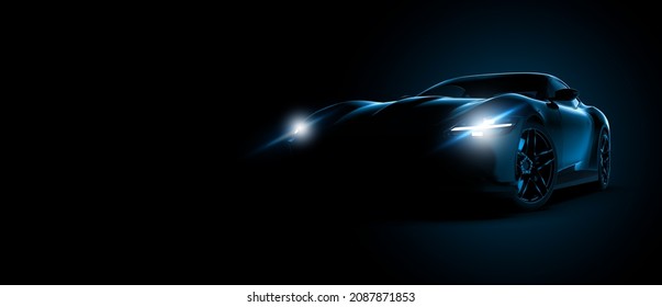 Modern Elegant Black Car Illuminated Stock Illustration 295221404