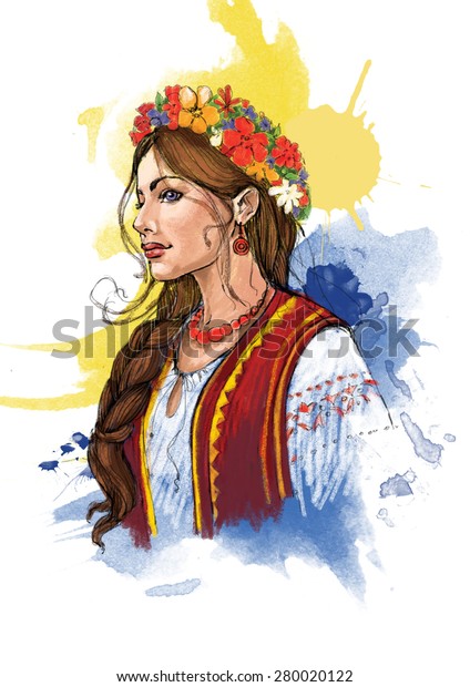 Beautiful Girl Ukrainian National Dress Stock Illustration 280020122 ...