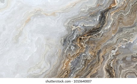 Beautiful grey curly marble with golden veins. Abstract texture and background. 2D illustration