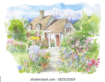 Beautiful House Flourish Garden Stock Illustration 1823110319