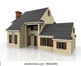 The Beautiful House On A White Background