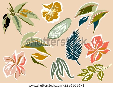 beautiful illustrated leaves, branches and flowers abstract digital drawing artsy style farmrio