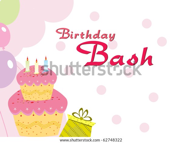 金色の誕生日バナーと落ちぶれのあるカラフルなバースデーケーキ写真素材 Shutterstock