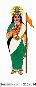 A Beautiful Illustration Of Goddess Bharat Mata 