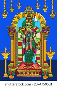 A Beautiful Illustration Of Goddess Minakshi 