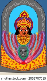 A beautiful illustration of goddess mumba devi 