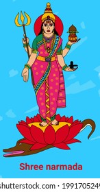 A Beautiful Illustration Of Goddess Narmada 