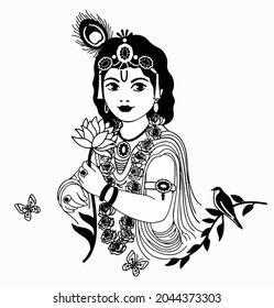 A Beautiful Illustration Of Lord Bal Krishna 