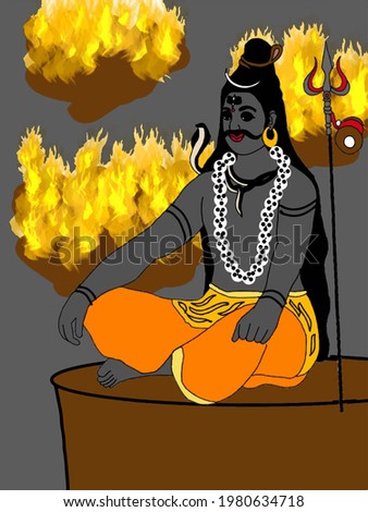 A beautiful illustration of Lord kal bhariav sitting in crematorium  Stock photo © 