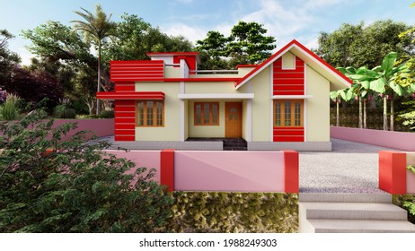 Beautiful Kerala House 3d Rendering 