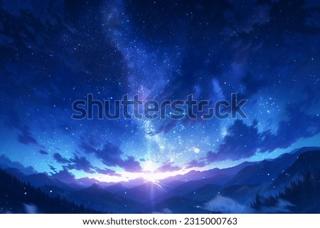 Similar – Image, Stock Photo Beautiful Night Sky Glowing Stars Background Backdrop With Colorful Sky Gradient. Colourful Night Starry Sky In Blue Aquamarine Green Colors. Dark Ground. Copy Space